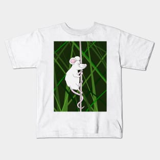 Cartoon Mouse Climbing in Grass Kids T-Shirt